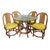 Four Rattan Swivel Chairs With Matching Table and Yellow Upholstery For Sale