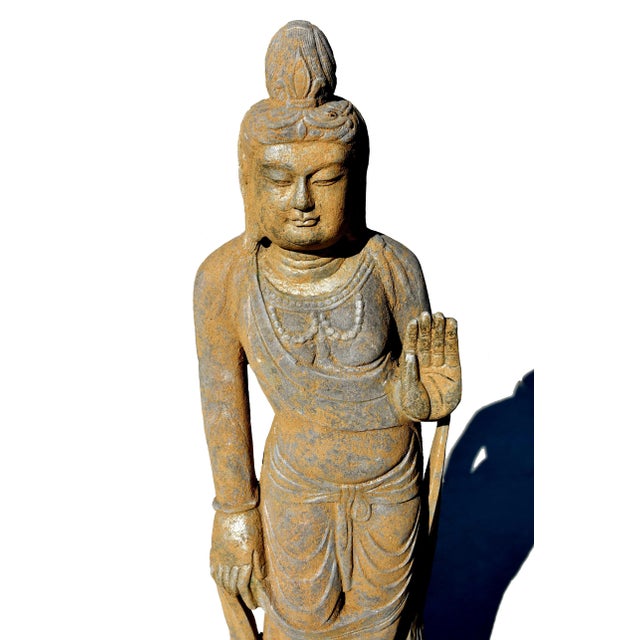Standing Stone Buddha Guan Yin Statue For Sale In Los Angeles - Image 6 of 12