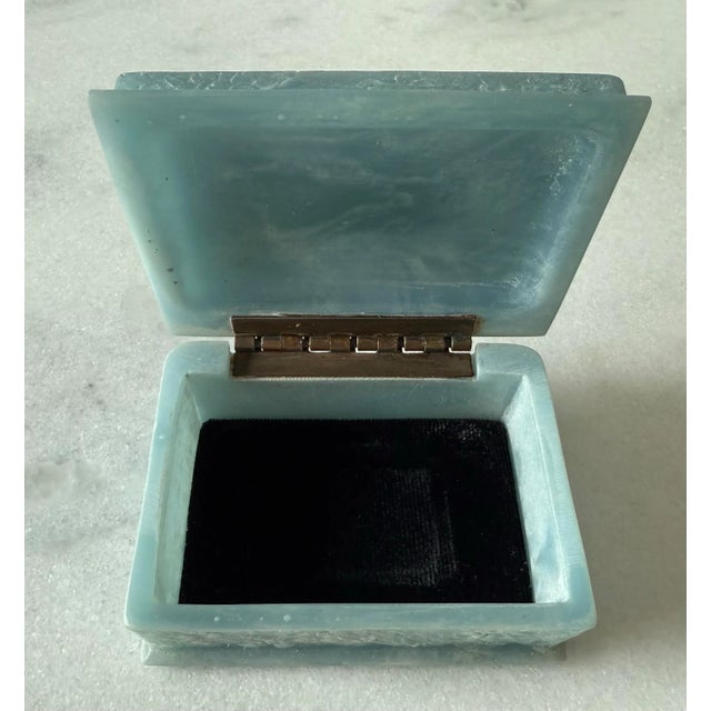 Vintage Incolay Blue Marble Jewelry or Trinket Box For Sale - Image 9 of 12