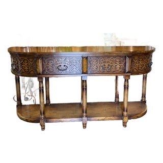 Late 20th Century John-Richard Carved Wood Console Table With Four Drawers For Sale