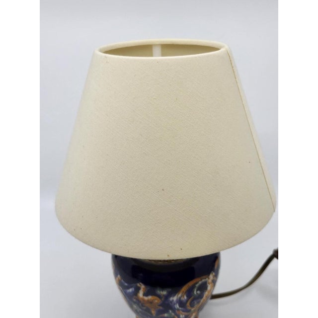 Lamp with Blue Italian Renaissance Decor from Gien For Sale - Image 10 of 13