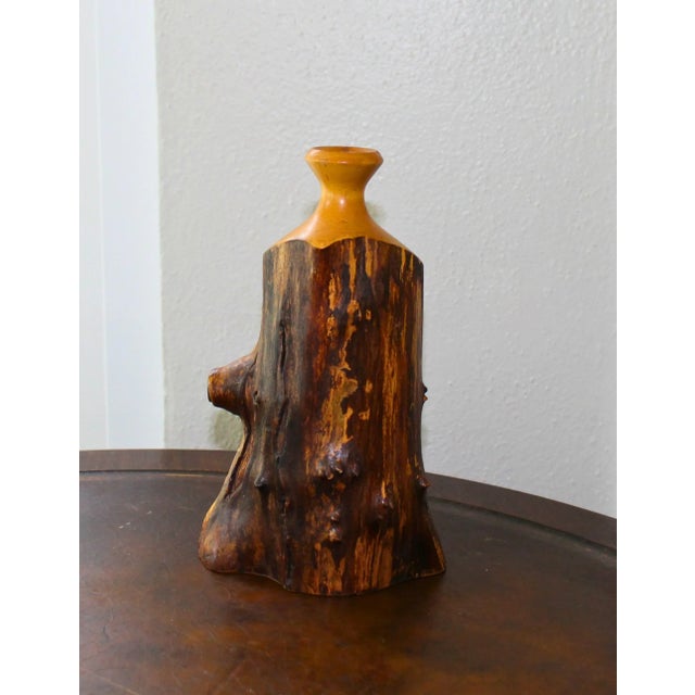 Contemporary Vintage Maple Live Edge Bud Vase Brutalist Signed, Numbered and Dated by Artist Rustic Cottagecore Nordic For Sale - Image 3 of 6