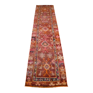 1970s Colorful Runner Kurdish Herki Hand-Knotted Rug