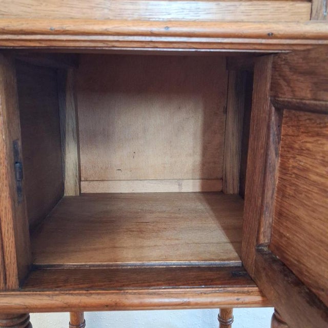 French Oak Side Table with Marble Top, 1900s For Sale - Image 12 of 15