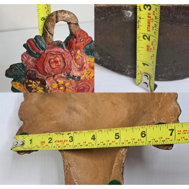Antique Hubley No. 818 Painted Cast Iron Flower Basket Doorstop For Sale - Image 9 of 11
