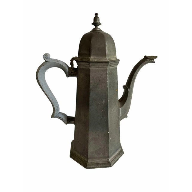 Metal Antique Pewter Tea Pot For Sale - Image 7 of 7