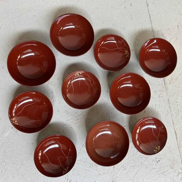 Shōwa Era Urushi Maki-E Rice Bowls, Japan, 1950s, Set of 5 For Sale - Image 9 of 13