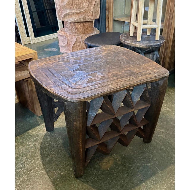 Vintage Large Nupe Wood Stool Table For Sale In Los Angeles - Image 6 of 7