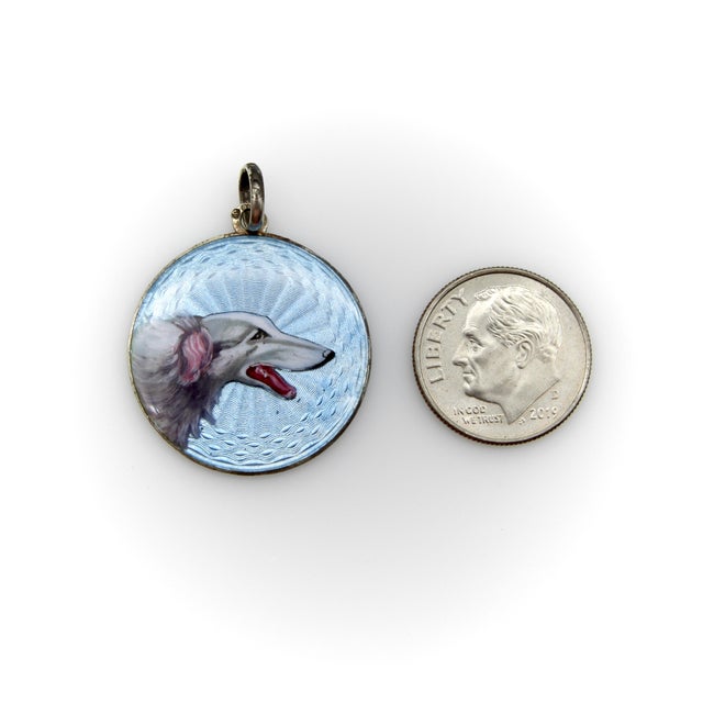 Metal 1900-1909 Swedish Sterling Silver Enamel Portrait of a Sighthound For Sale - Image 7 of 8