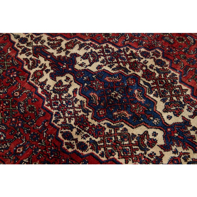 Red Vintage Persian Designed Hamadan Gallery Wool Rug in Red For Sale - Image 8 of 8
