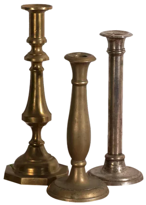 Vintage Brass Candlesticks, 1920, Set of 3