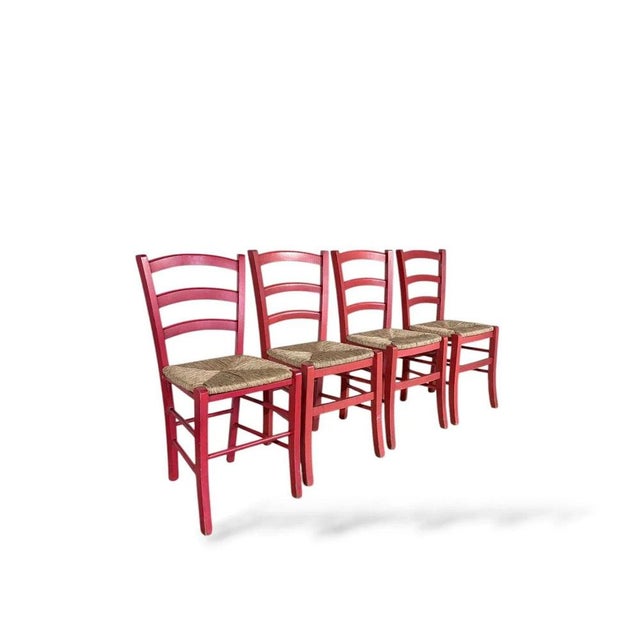 Wood Vintage Italian Red Oak Ladderback Dining Chairs, Set of 2 For Sale - Image 7 of 10