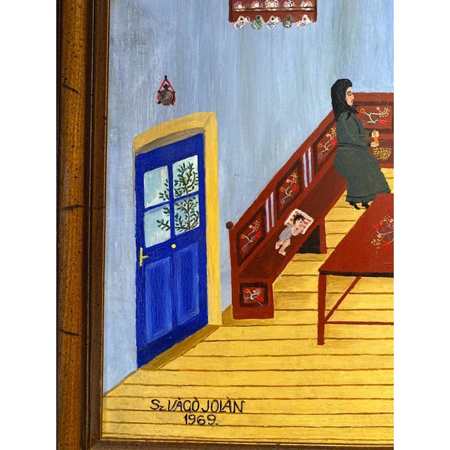 Realism Sz Vago Jolan 1969 Folk Art Oil Painting, Framed For Sale - Image 3 of 8
