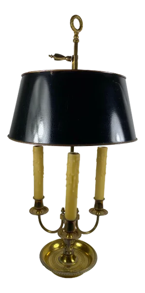 19th Century Bouillotte Lamp With Black Shade