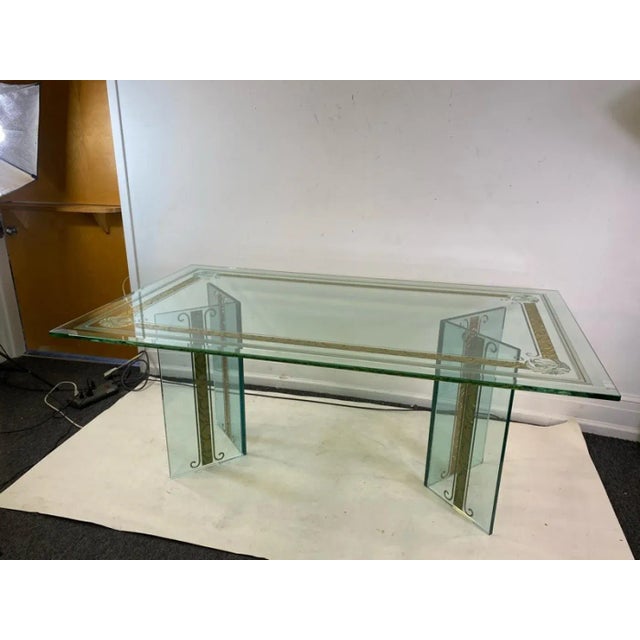 Modern Art Deco Revival Carved & Etched Glass Dining Table in the Manner of Rene Lalique For Sale - Image 3 of 10