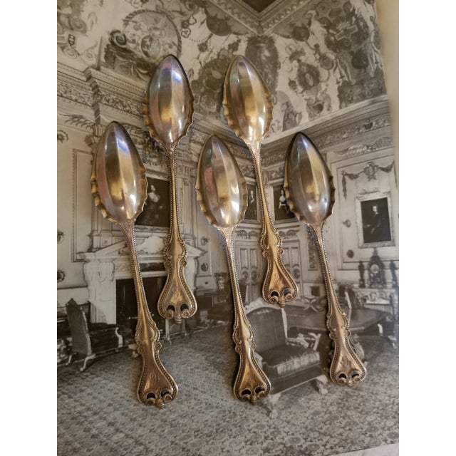 Five Antique Old Colonial Sterling Citrus Spoons For Sale - Image 9 of 11