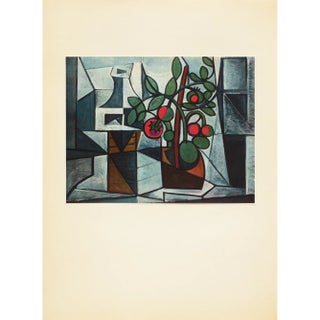 1960s After Pablo Picasso "Still Life With Tomato Plant", Period Cubist Full-Color Print For Sale