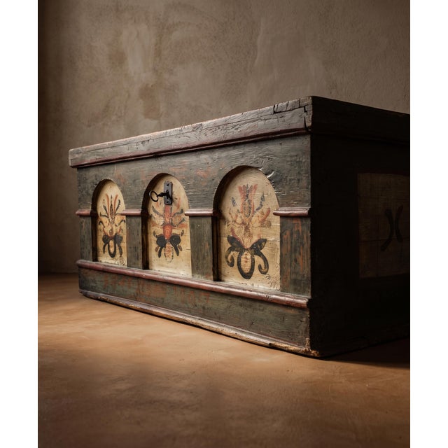 Alpine Floral Painted Chest, 1807 For Sale - Image 12 of 13