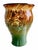 Contemporary 1940s Robinson Ransbottom (Rrp Co.) Majolica Art Pottery Vase | Embossed Floral Relief | Brown & Emerald Green Drip Glaze For Sale - Image 3 of 10