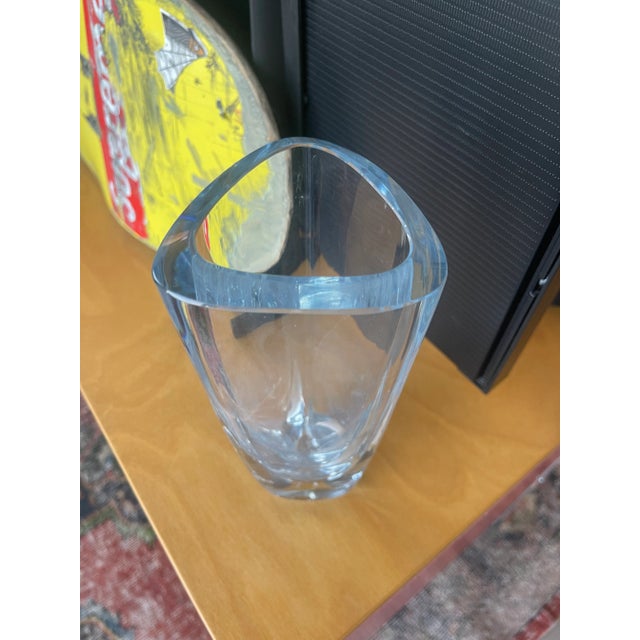 Glass Vintage Scandinavian Danish Art Glass Vase Strömberg StrömbergStrömbergshyttan Triangle For Sale - Image 7 of 11