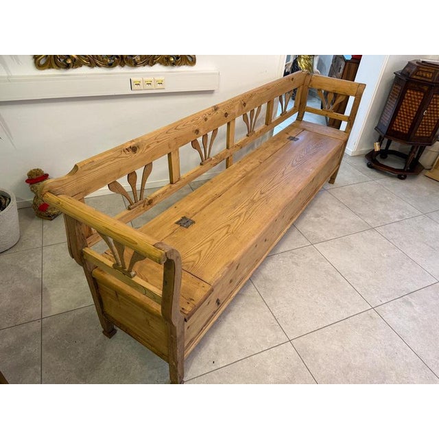 Antique Biedermeier Provincial Chest Bench For Sale - Image 3 of 11