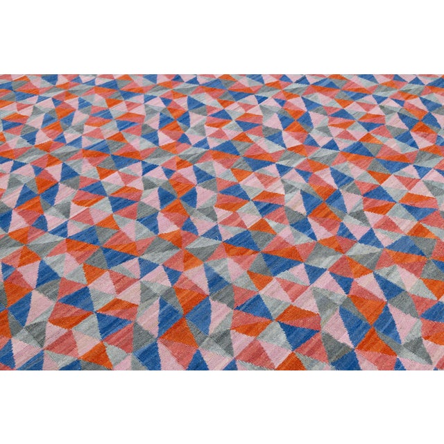 Modern Geometric Wool Kilim Area Rug - Vibrant Multi-Color by Apadana For Sale - Image 11 of 11