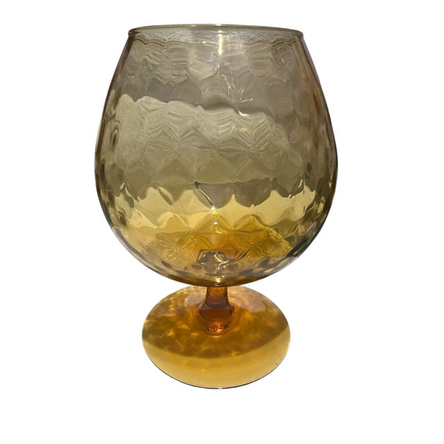 Mid-Century Empoli Stemmed Amber Glass Snifter Vase For Sale In Dallas - Image 6 of 10