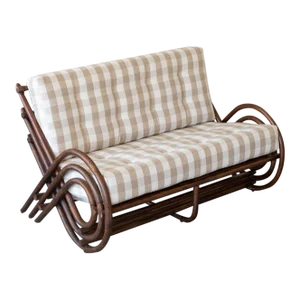 1970s French Spiral Rattan Settee