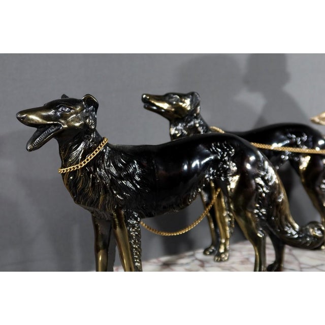 1930s Art Deco Woman with Greyhounds, 1930, Patinated Metal For Sale - Image 5 of 18