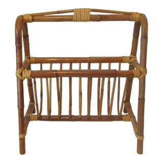 1950s Mid-Century Modern Bamboo A-Frame Magazine Rack For Sale