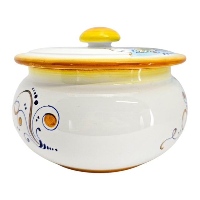 Late 20th Century Gialletti Giulio Deruta Hand-Painted Maiolica Biscotti Jar For Sale In San Francisco - Image 6 of 13