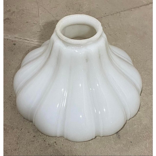 Mid 19th Century Antique Scalloped/Fluted Style Opaque White Milk Glass Shade For Sale - Image 5 of 5