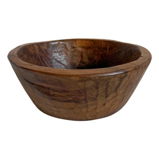 Vintage Rustic Teak Wood Bowl For Sale