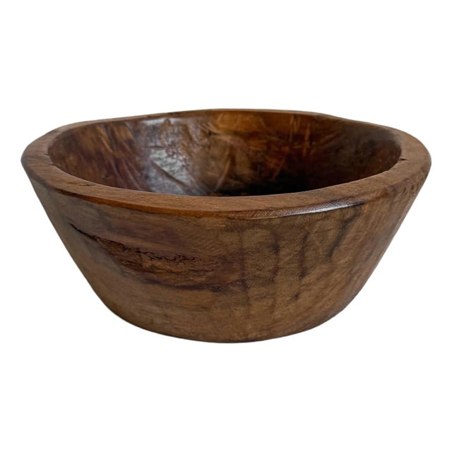 Vintage Rustic Teak Wood Bowl For Sale