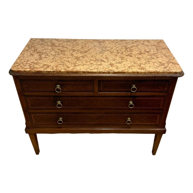 Late 18th Century Italian Neoclassical Marble Top Commode For Sale