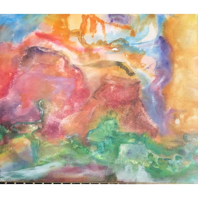 Original painting on paper Unsigned 20 x 24 Overall size with vintage frame is 26 x 30