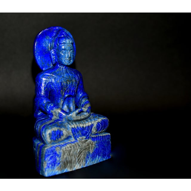 Lapis Lazuli Buddha Statue Stately Presence For Sale In Los Angeles - Image 6 of 17