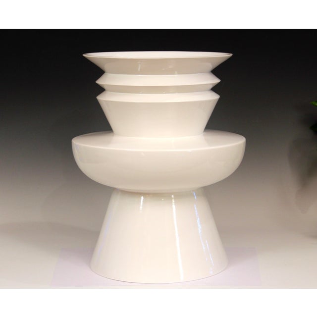 Dramatic Sergio Asti designed postmodern vase produced by Superego Editions, circa 2000's. Signed and numbered on base. 16...