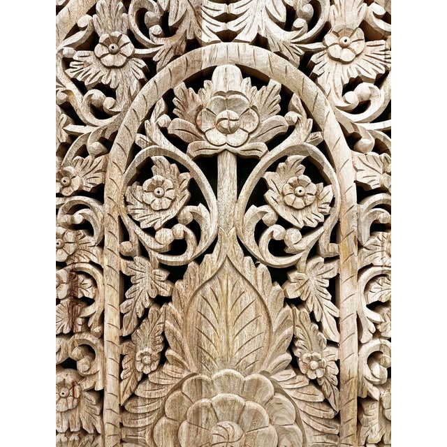 Mid 20th Century Vintage Floral Carved Wood Panel Wall Decor For Sale - Image 5 of 8