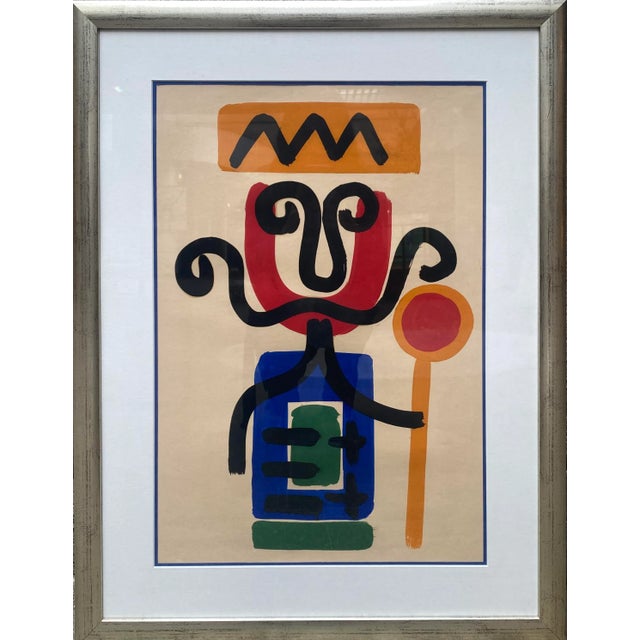 Modern Albert Chubac, The Moustachioed King, 1950s, Gouache on Paper For Sale - Image 3 of 5