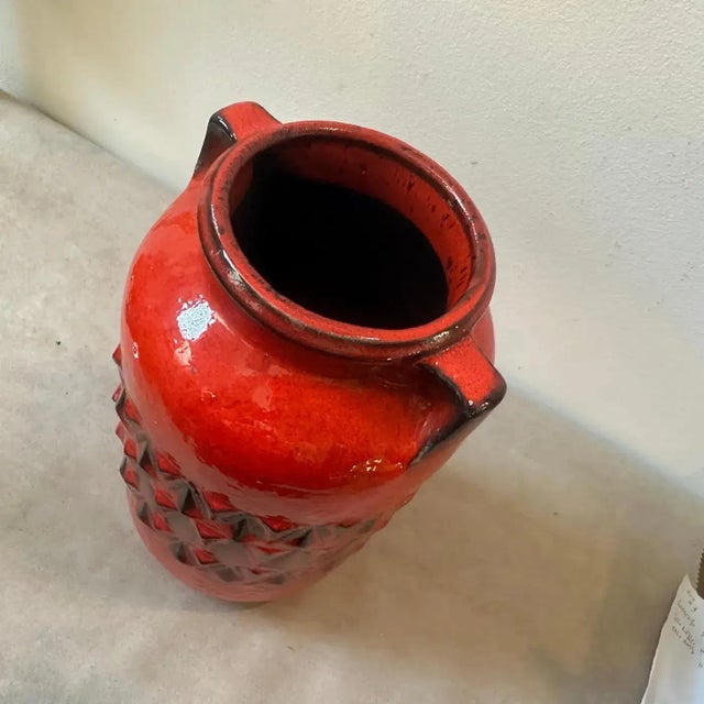 1970s Fat Lava Red and Black Ceramic German Vase For Sale - Image 10 of 11