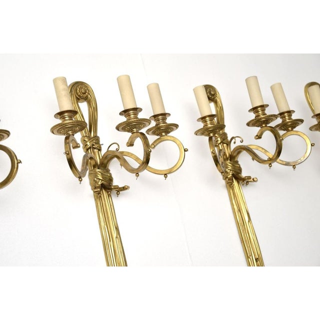 1950s Antique Brass Wall Sconces, 1950, Set of 4 For Sale - Image 5 of 12