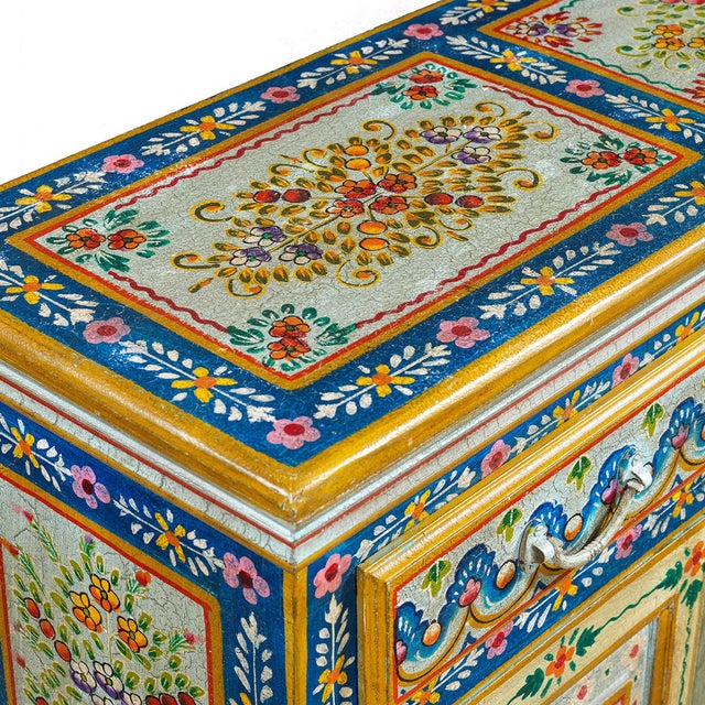 Indian Painted Cabinet, 1940s For Sale - Image 6 of 12