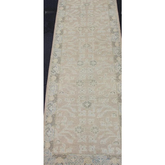 Textile Modern Khotan Runner in Wool With All-Over Sub-Geometric Floral Design For Sale - Image 7 of 9