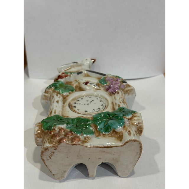 Ceramic Mid 20th Century Vintage Hand Painted Ceramic Birdhouse Clock Figurine For Sale - Image 7 of 8