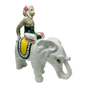 Large Italian Ceramic Elephant With Monkey