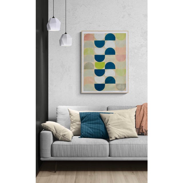 Mixed Media Pattern With Teal For Sale - Image 4 of 4