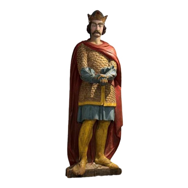 Late 20th Century Wooden Knight Statue For Sale