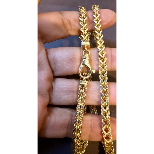 Contemporary Vintage 14K Solid Yellow Gold Curb Link Chain, 25.7 Gm , 23" Long Made in Turkey For Sale - Image 3 of 18