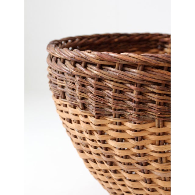 Vintage Large Wicker Gathering Basket For Sale - Image 11 of 15